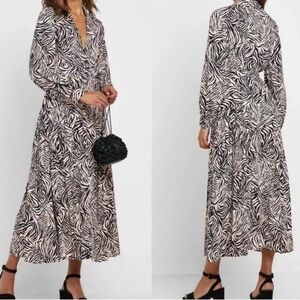 Topshop • Zebra Print Midi Dress with Pleats